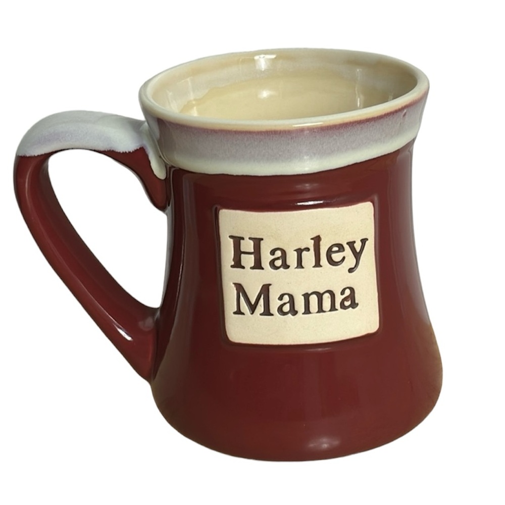 Vintage HARLEY MAMA ceramic mug red and white coffee mug